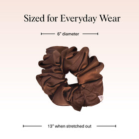 Kitsch scrunchie in ponytail detail showing gentle hold and reduced creasing
