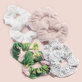 Kitsch scrunchie label and fabric tag showing material and care information