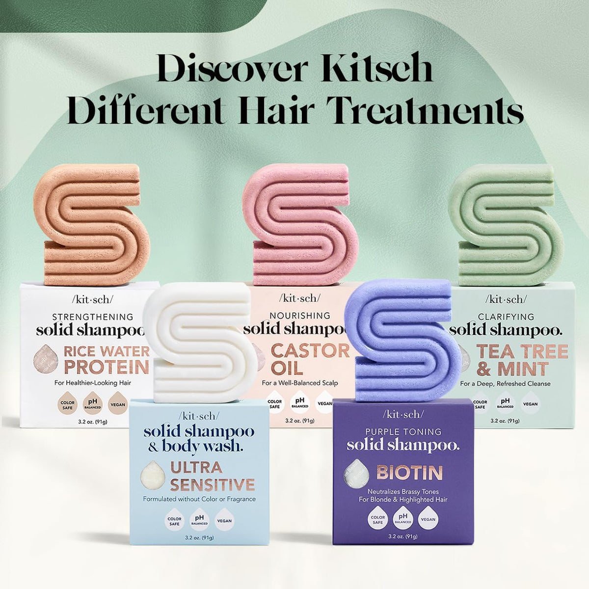 Kitsch shampoo bar on bathroom shelf styled for sustainable routine