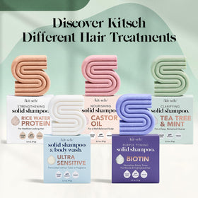 Kitsch shampoo bar on bathroom shelf styled for sustainable routine