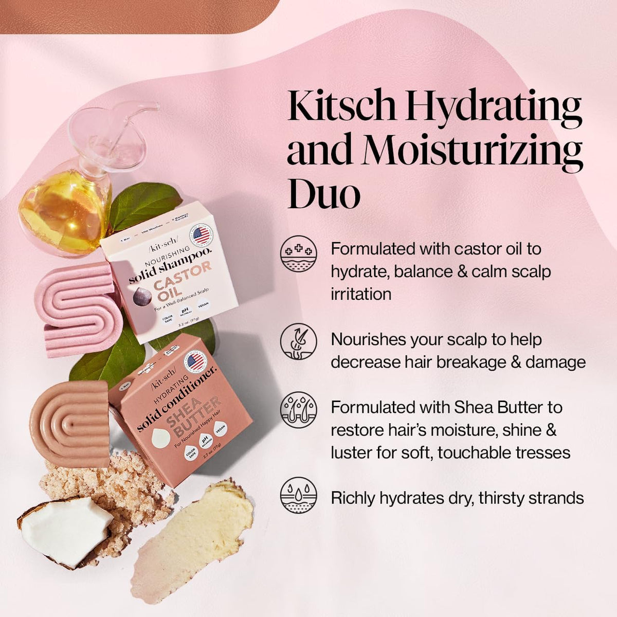 Kitsch shampoo bar creating lather in the shower for gentle, effective cleansing