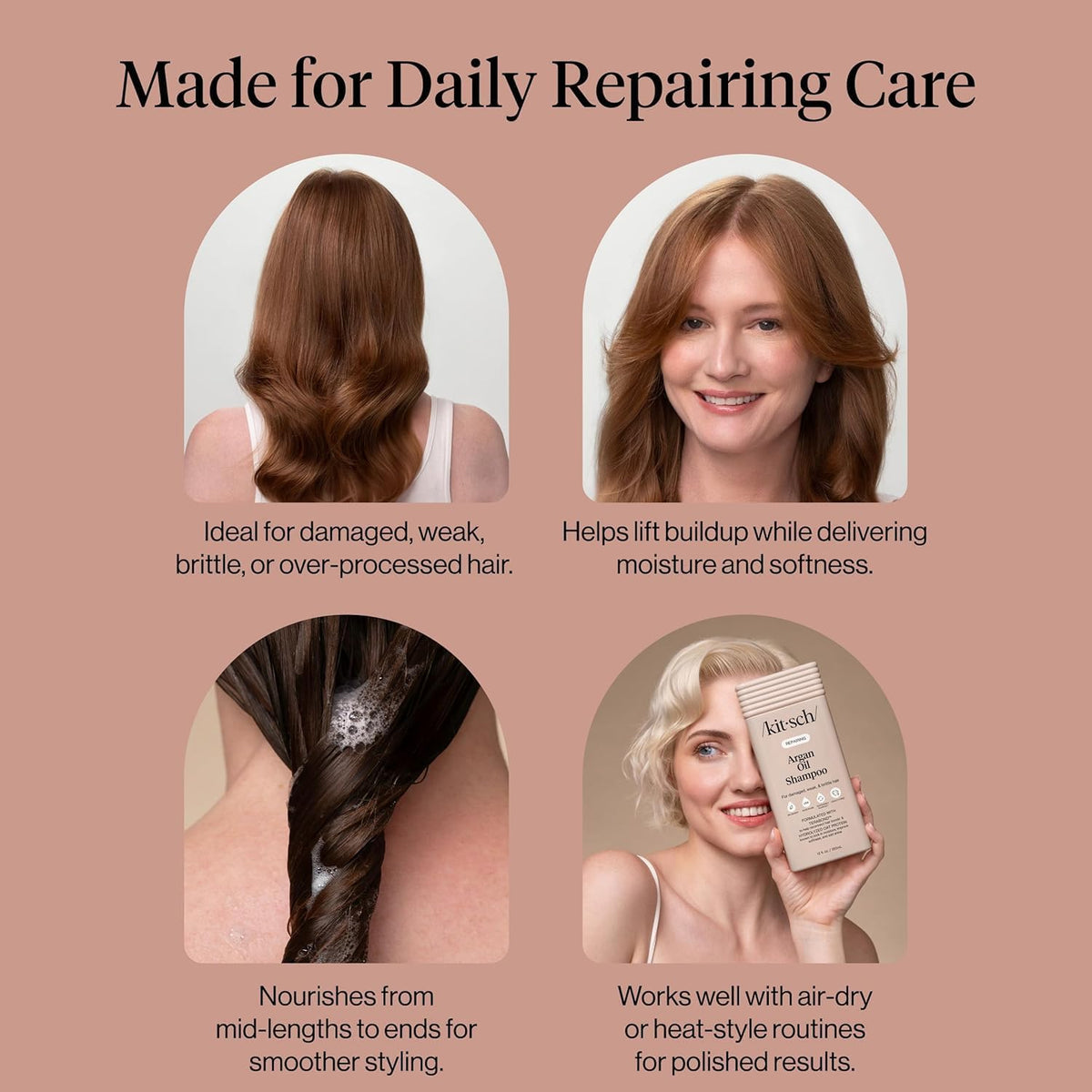 Kitsch shampoo paired with conditioner for a complete haircare routine