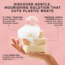 Kitsch shaving bar used on bikini area illustrating gentle, moisturizing shave