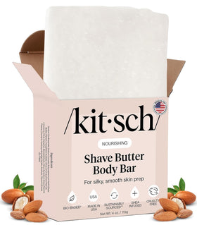 Kitsch shaving bar front packaging shows clean, plastic-free design and benefit