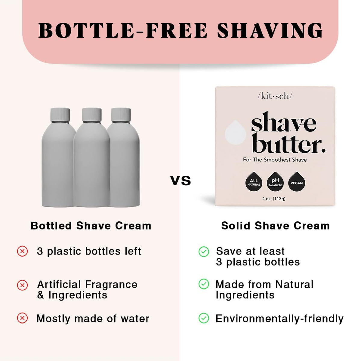 Kitsch shaving bar shown in hand for size and lasting-use comparison