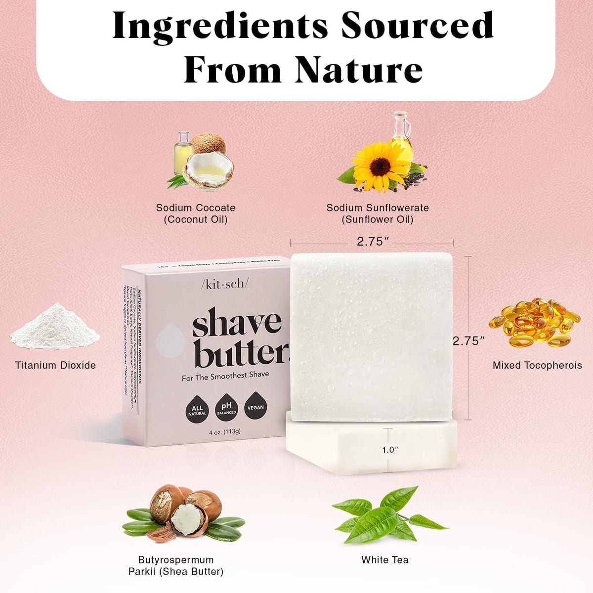 Kitsch shaving bar texture close-up highlighting creamy, hydrating lather