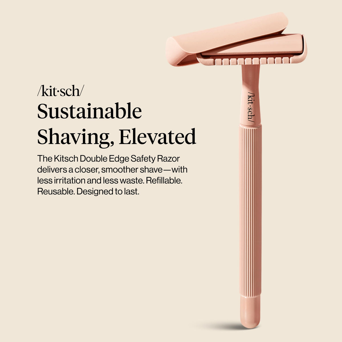 Kitsch razor shaving a leg demonstrating smooth glide and close, comfortable shave
