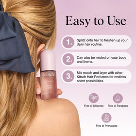 Kitsch scent notes pictured with raspberry and violet to convey fragrance profile