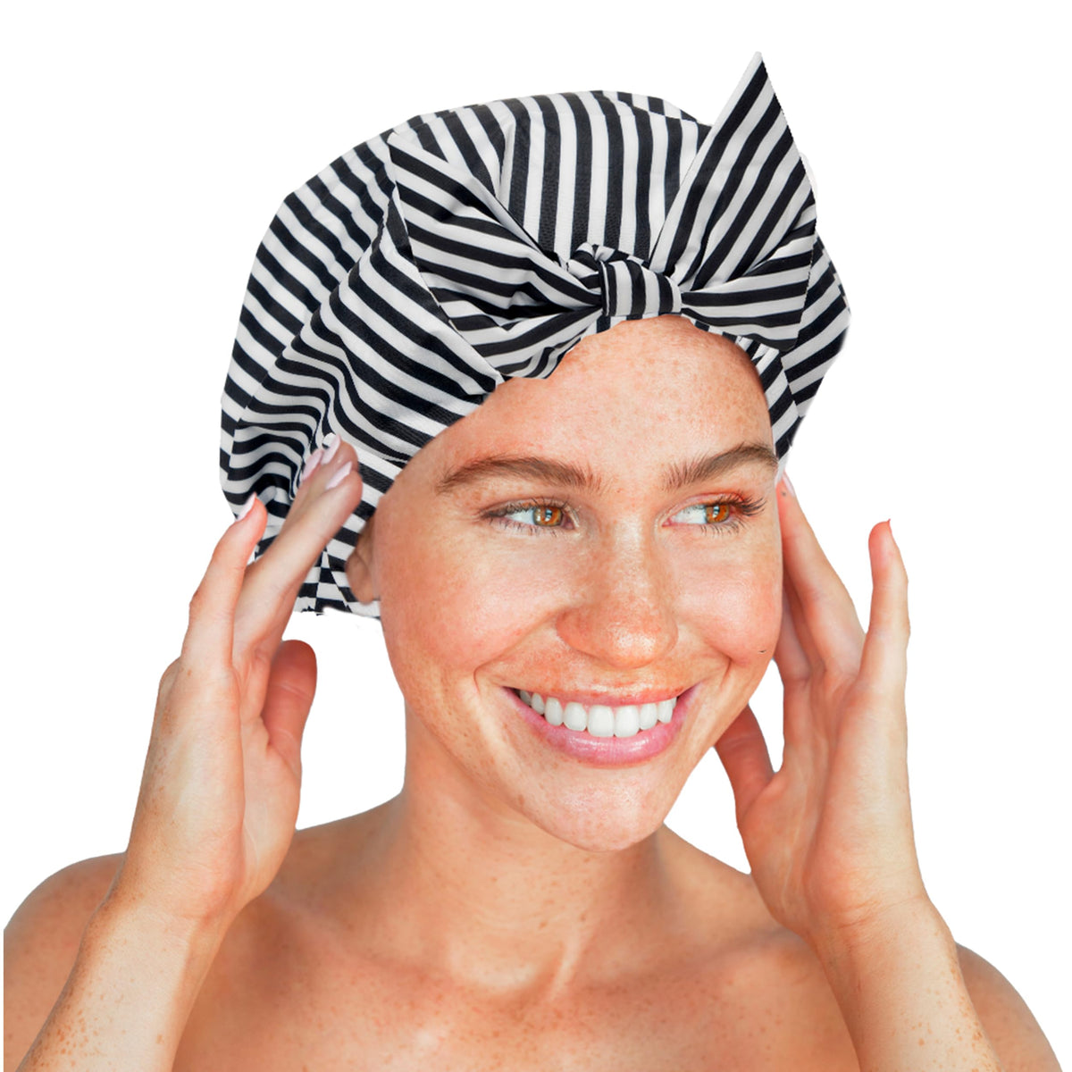 Kitsch shower cap folded compactly for travel and easy storage