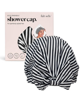 Kitsch shower cap styled in bathroom to show elegant and functional use