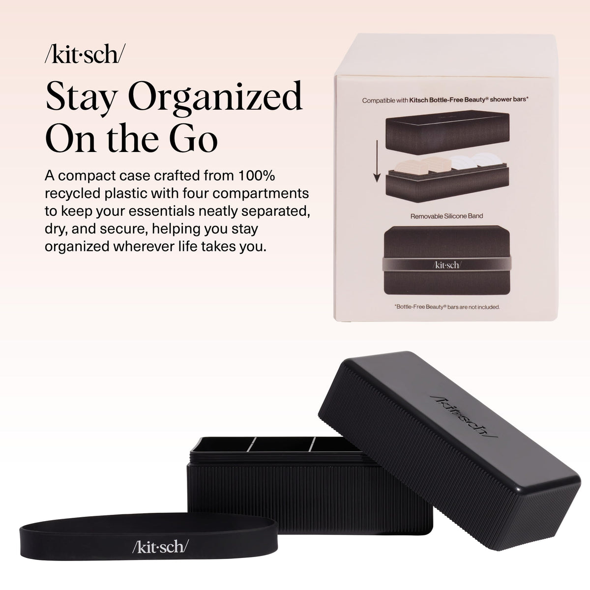 Kitsch silicone band closure detail ensuring leak-proof seal and secure transport