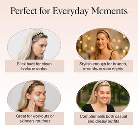 Kitsch headbands beside a phone showing size and portability benefit