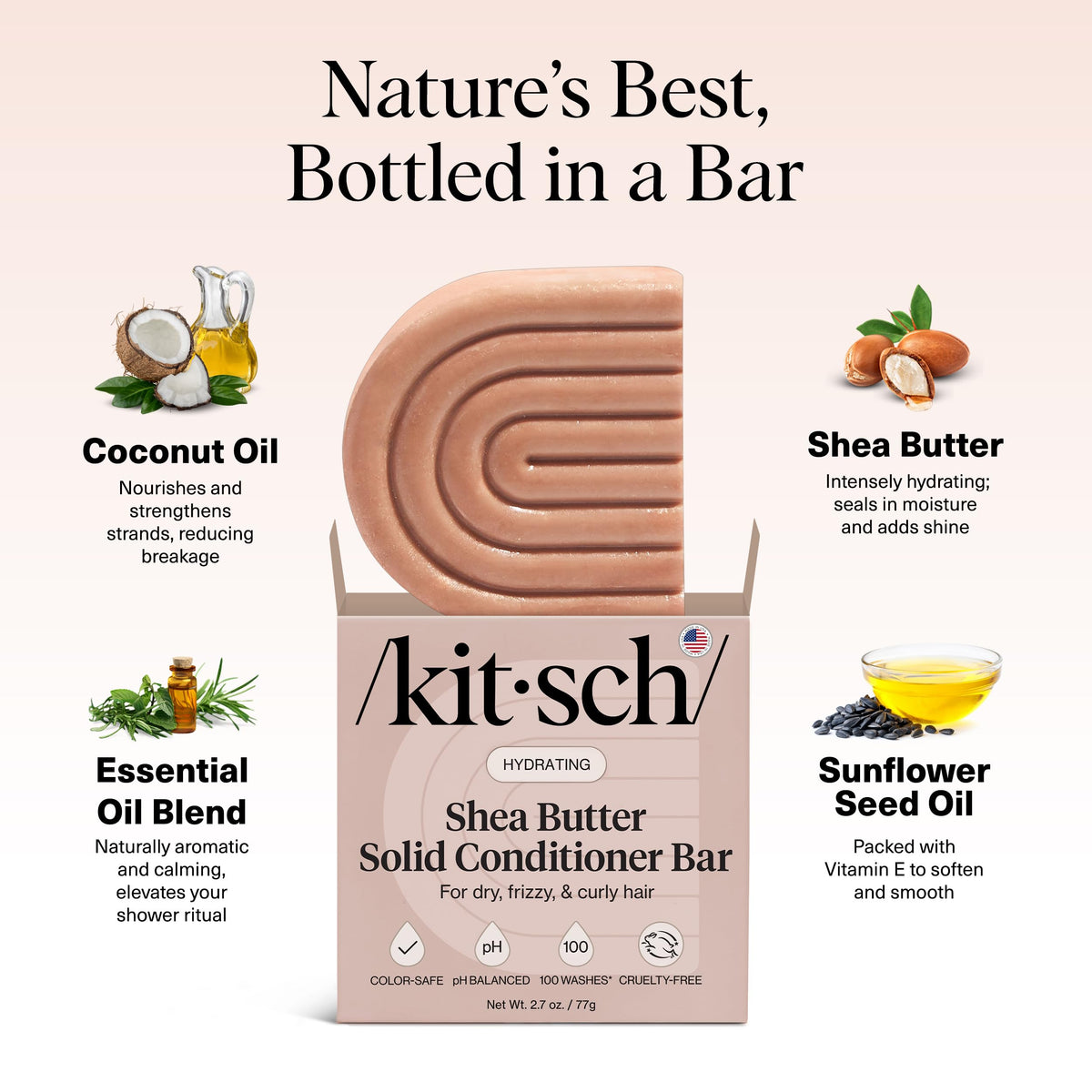 Kitsch bar held in hand to show compact 2.7 oz size