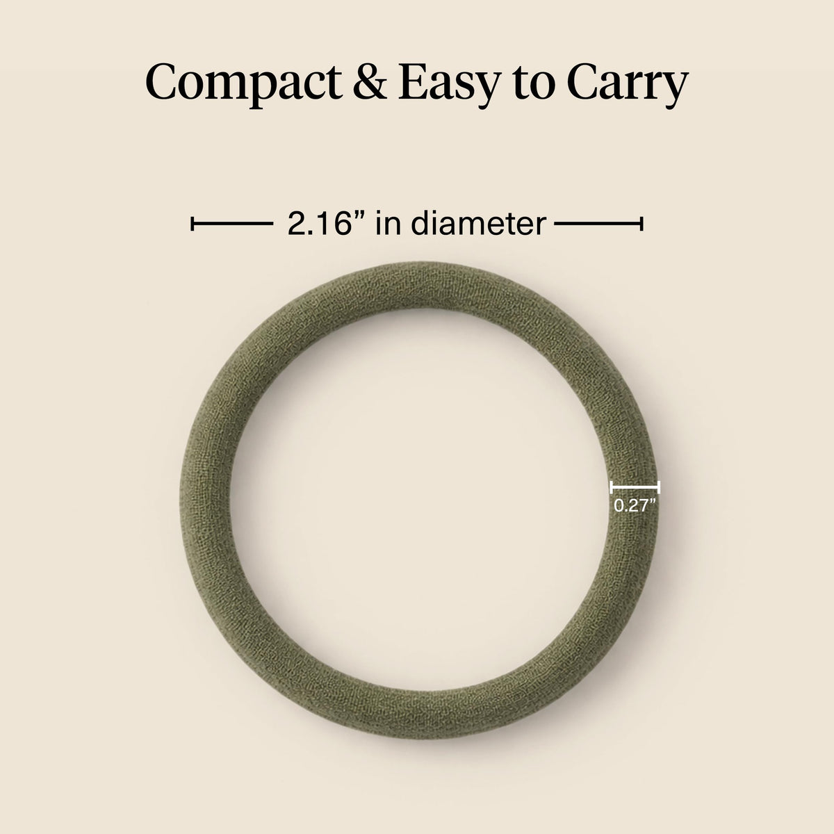 Kitsch size comparison with coin showing compact, travel-friendly pack