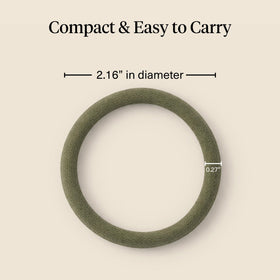 Kitsch size comparison with coin showing compact, travel-friendly pack