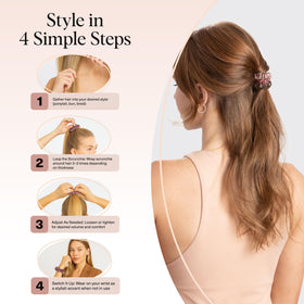 Kitsch scrunchie next to ruler showing size and volume for styling versatility