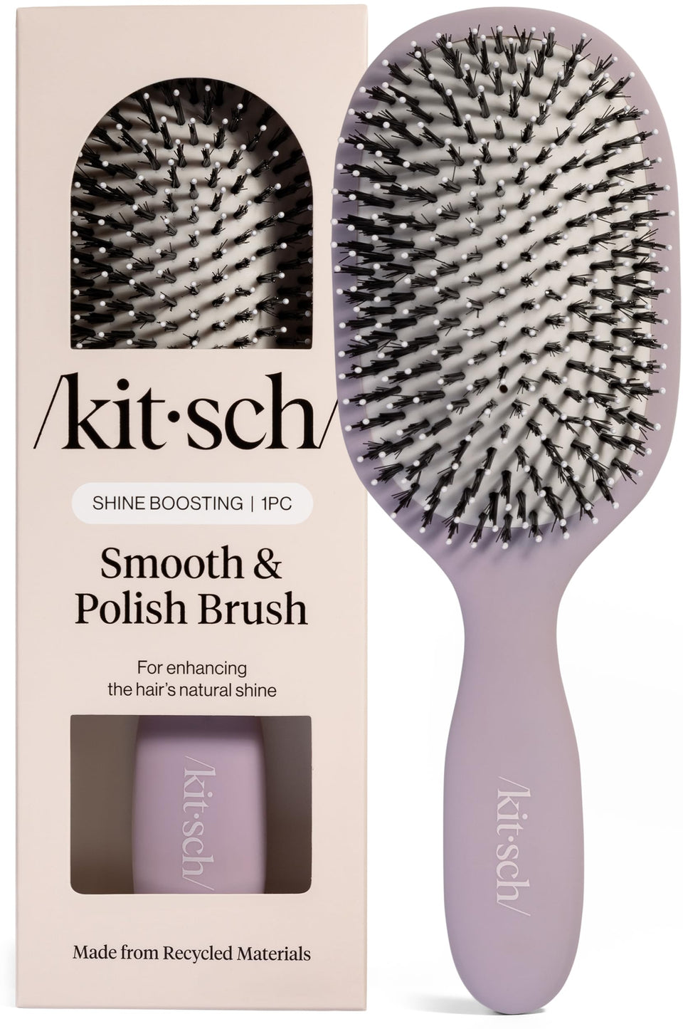 Kitsch brush front view showing soft violet finish and sleek shape for styling