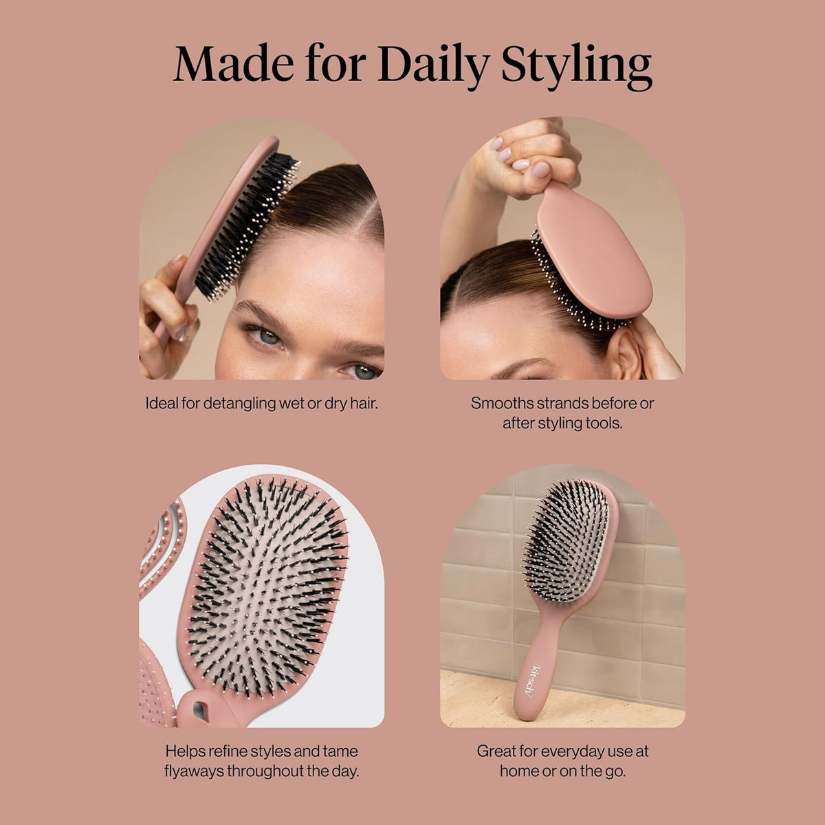 Kitsch brush detangling hair in use showing gentle knot removal benefit