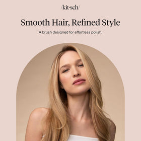 Kitsch brush smoothing hair texture after brushing showing improved shine benefit
