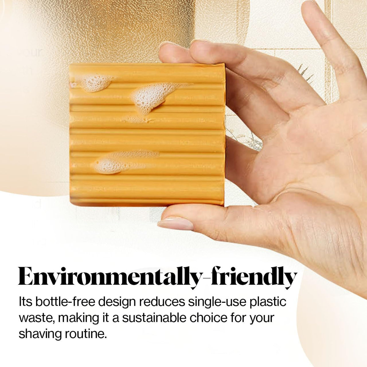 Kitsch soap on bathroom shelf with plants for natural routine