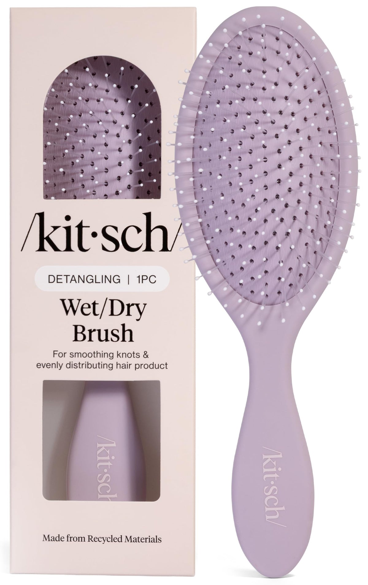 Kitsch soft violet brush front packaging showing color and shape benefit gentle detangling