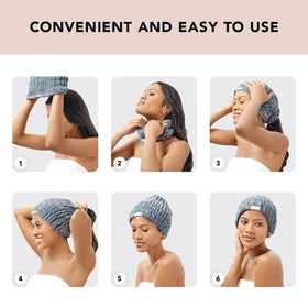 Kitsch spa headband held in hand showing compact size for travel