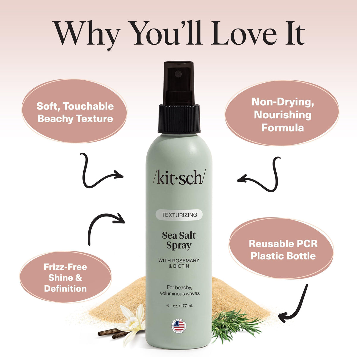 Kitsch mist being applied to curly hair to enhance natural waves benefit