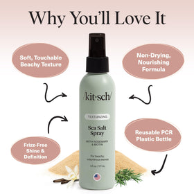 Kitsch mist being applied to curly hair to enhance natural waves benefit