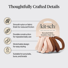 Kitsch hair ties stacked on wrist showing portable scale and convenience