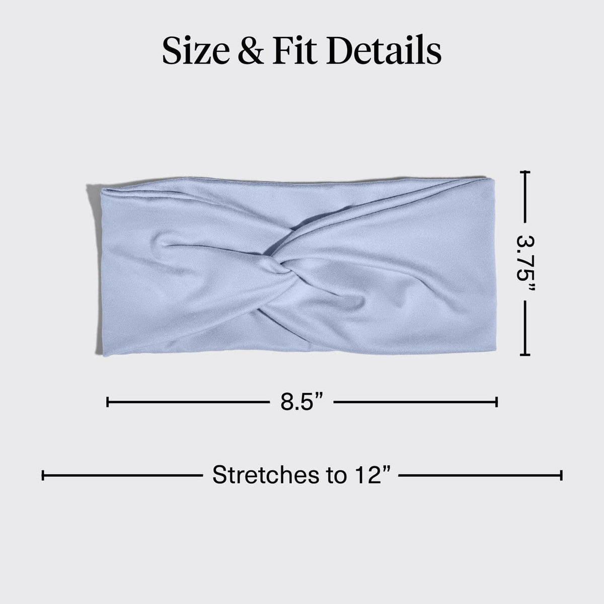 Kitsch headband stretched on hand showing flexible secure fit