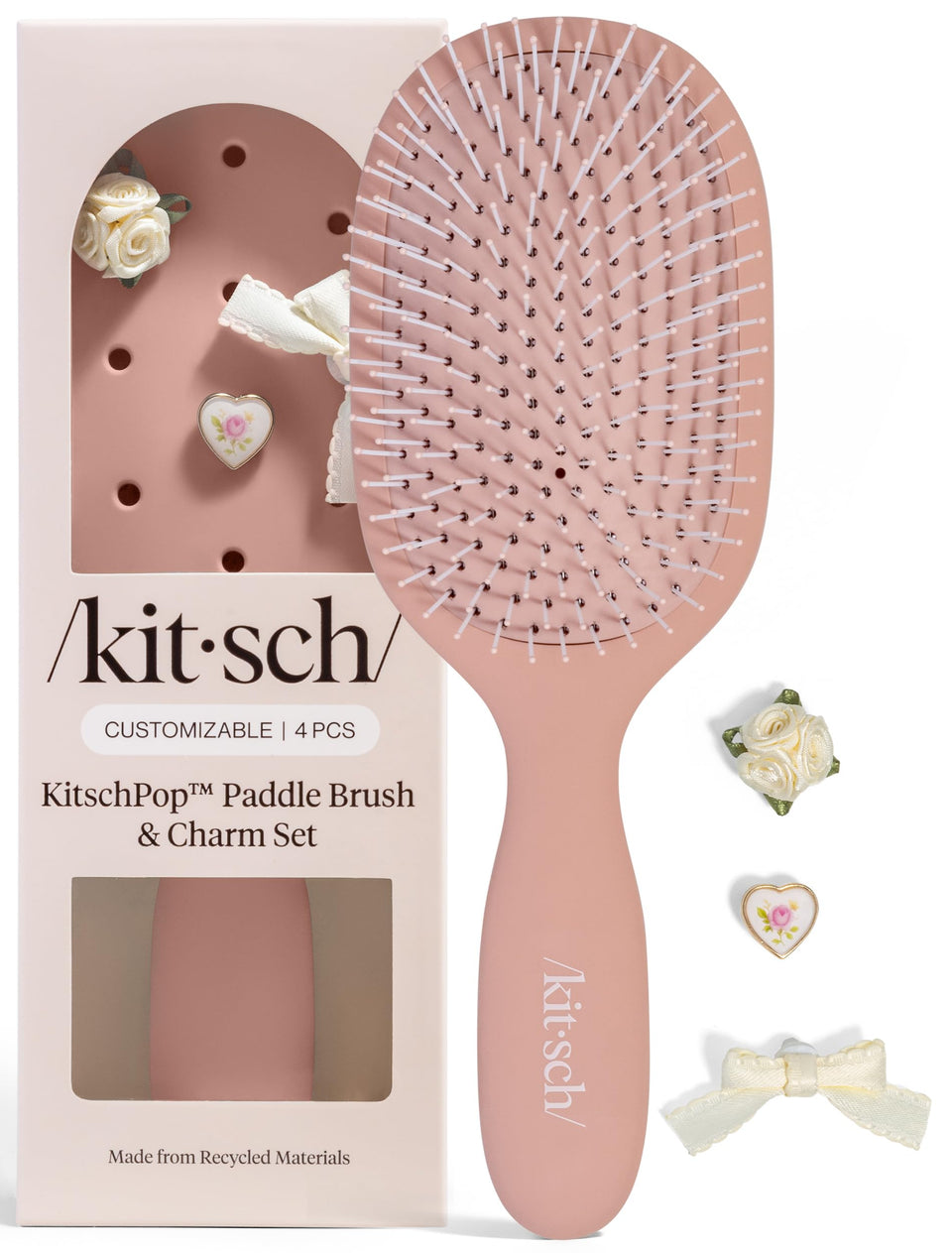 Kitsch paddle brush front packaging showing terracotta color and design benefits