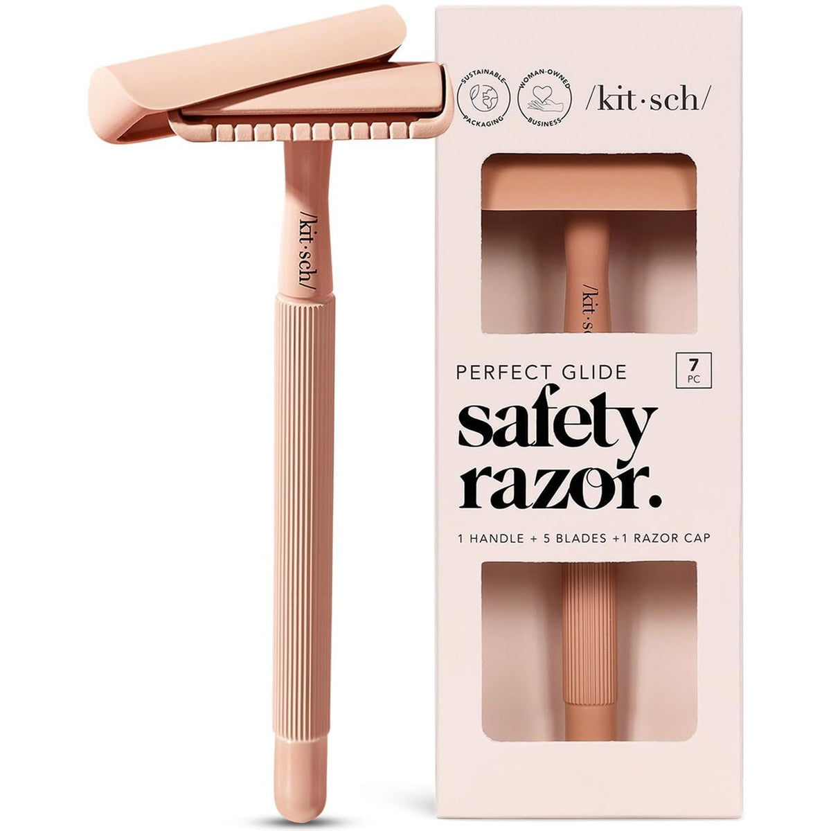 Kitsch terracotta front view showing the full razor and elegant finish for precise shaving