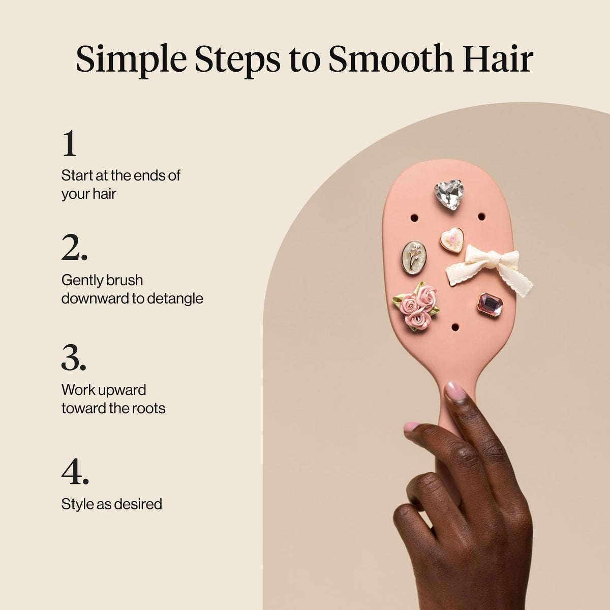 Kitsch brush on vanity with styling tools showing usable everyday elegance