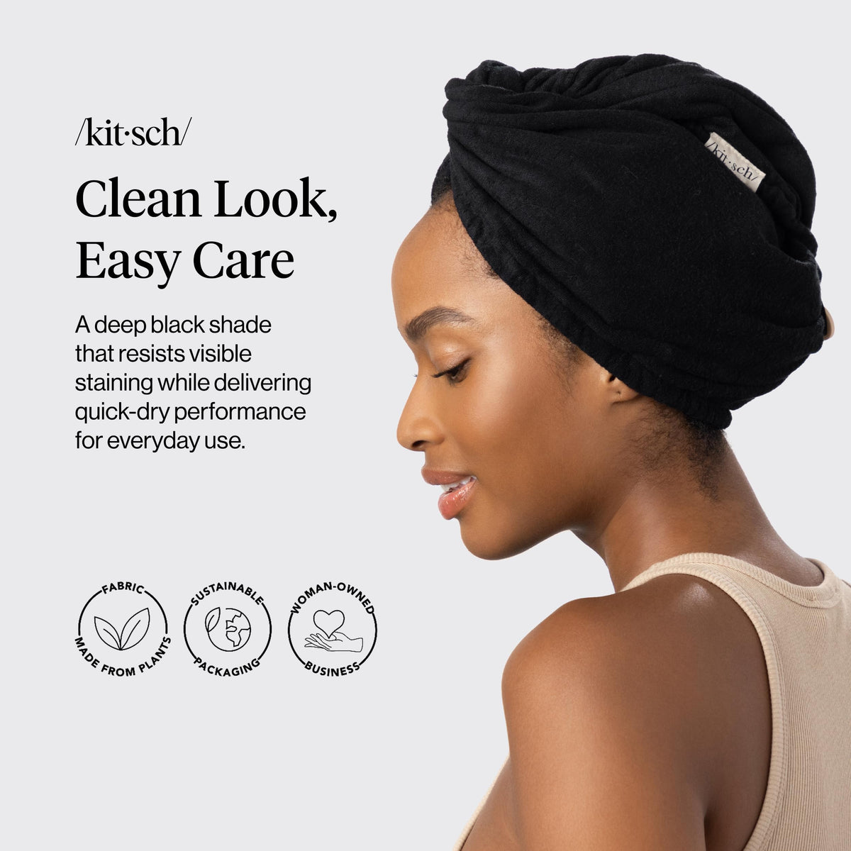 Kitsch microfiber close-up showing smooth weave that reduces frizz and breakage