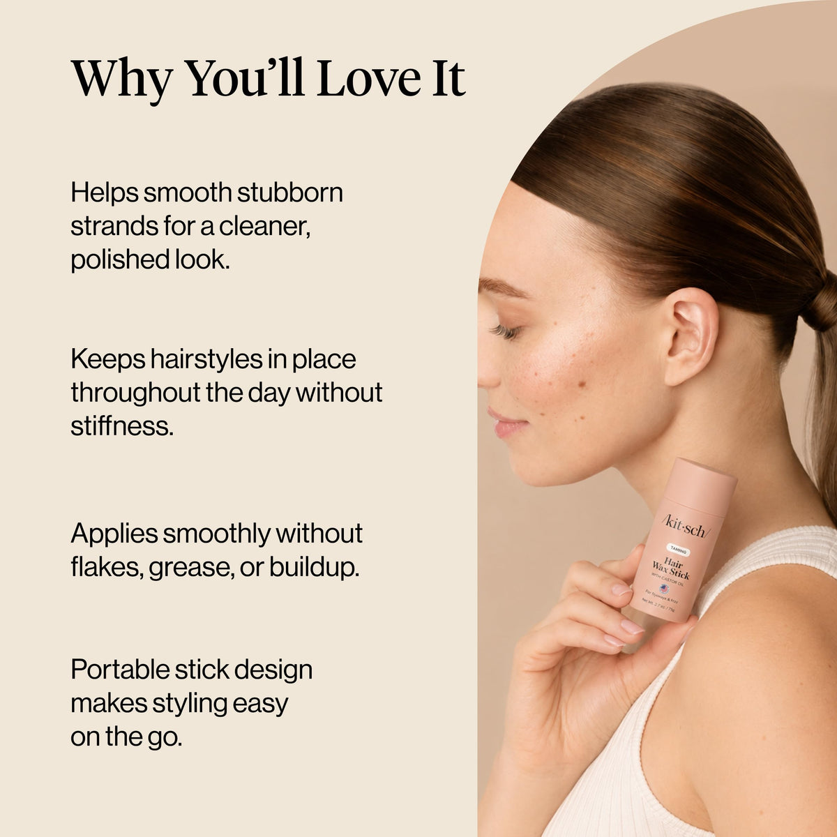 Kitsch wax texture close‑up highlighting non‑sticky creamy finish