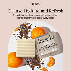 Kitsch texture close-up highlighting rice protein for smoother skin