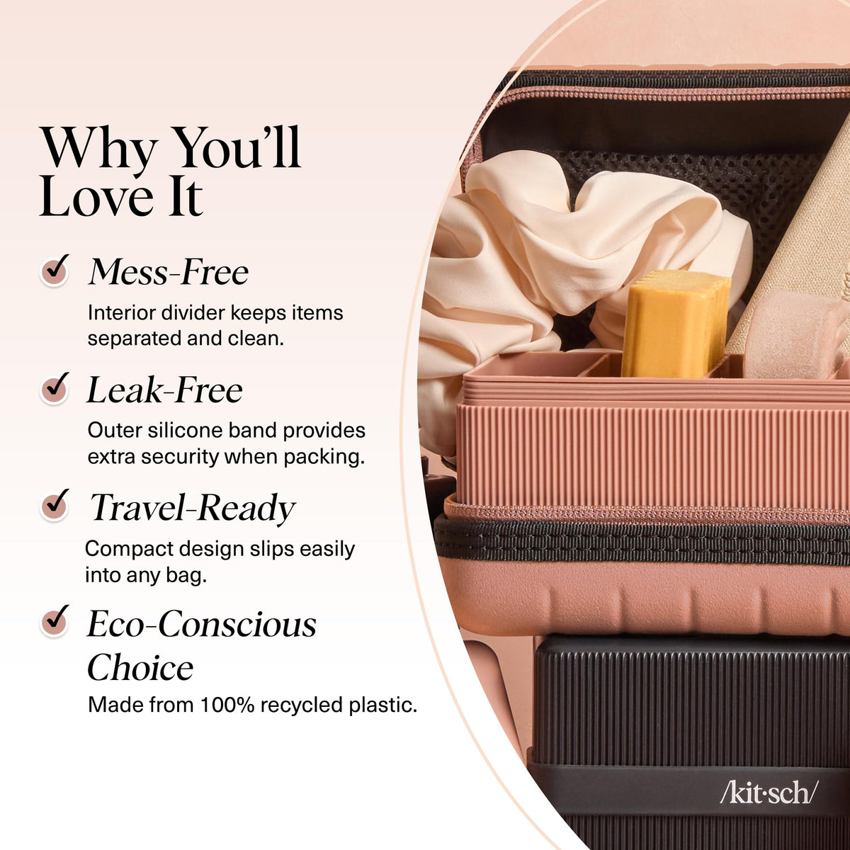 Kitsch interior compartment texture promoting airflow and drying