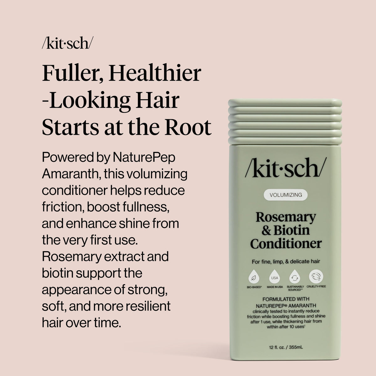 Kitsch conditioner texture spread on hair strand for smooth, frizz-reduction benefit