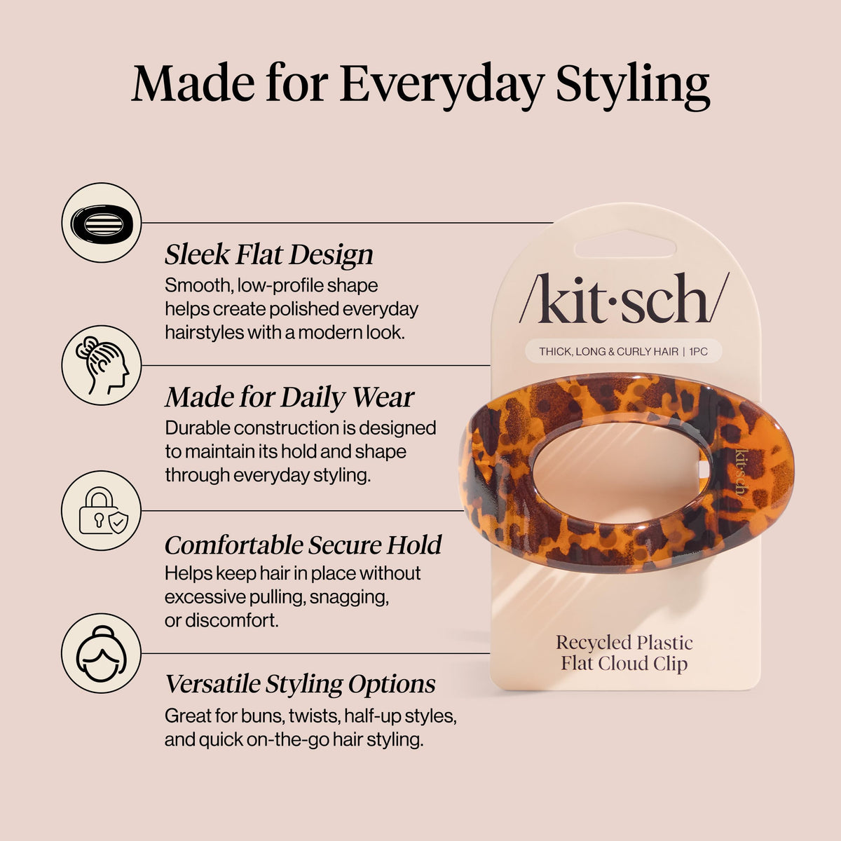 Kitsch tortoise clip in hair half-up style for polished everyday looks