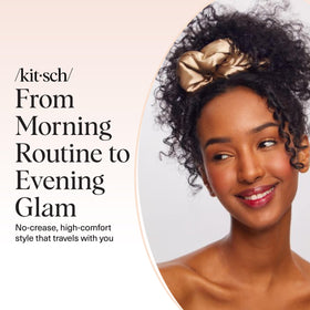 Kitsch scrunchies in a travel pouch, easy to pack for routines
