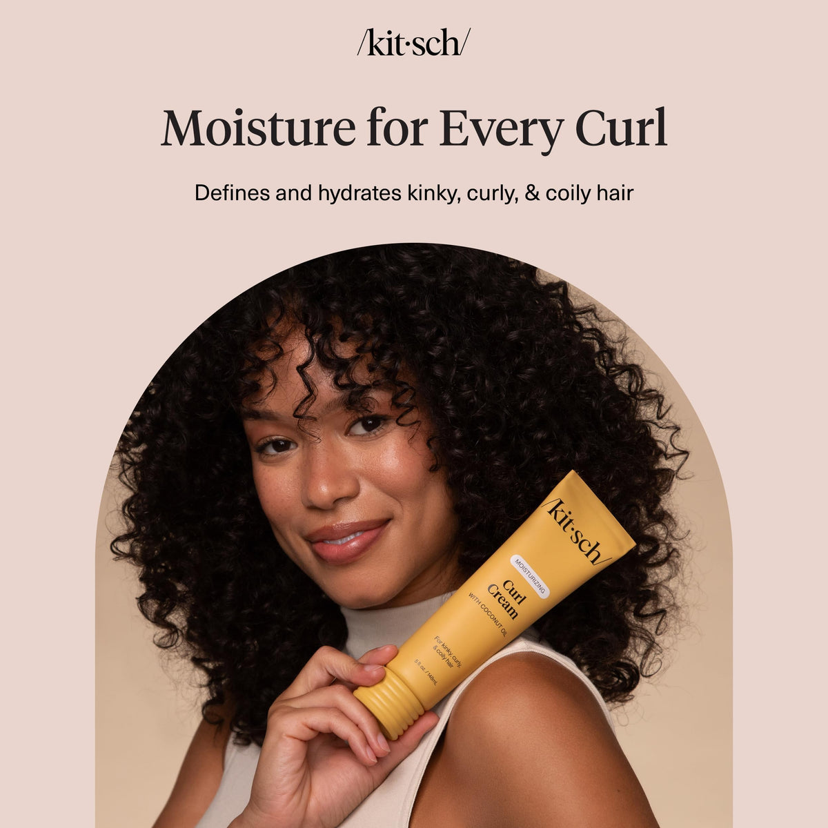 Kitsch curl cream placed in travel pouch to show portability and on-the-go styling