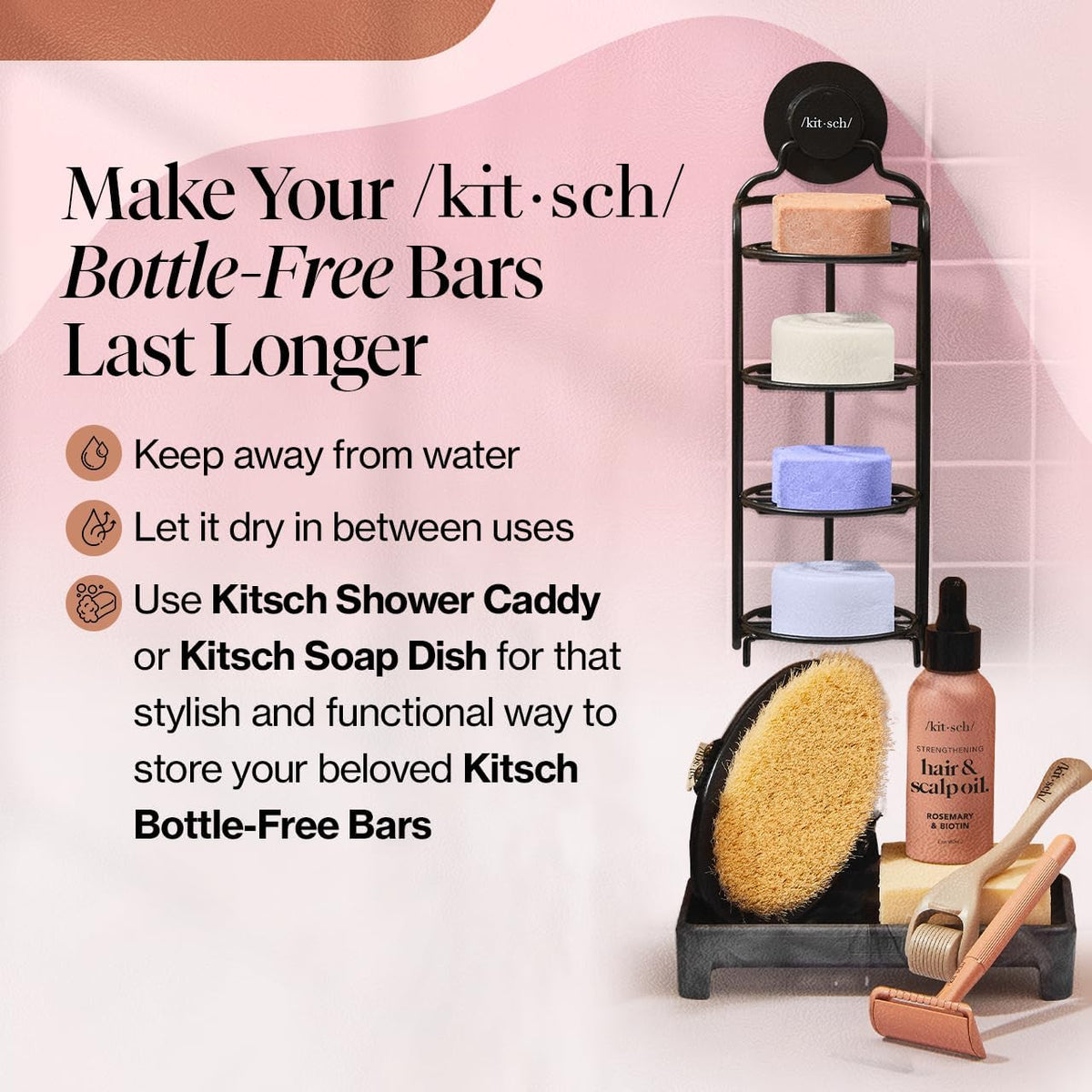 Kitsch travel pouch with bars and tin for compact, leak-free packing