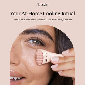 Kitsch velvet pouch inside bag illustrating travel-ready skincare convenience