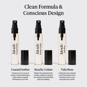 Kitsch trio in hand to show 10mL travel size and convenient portability benefit
