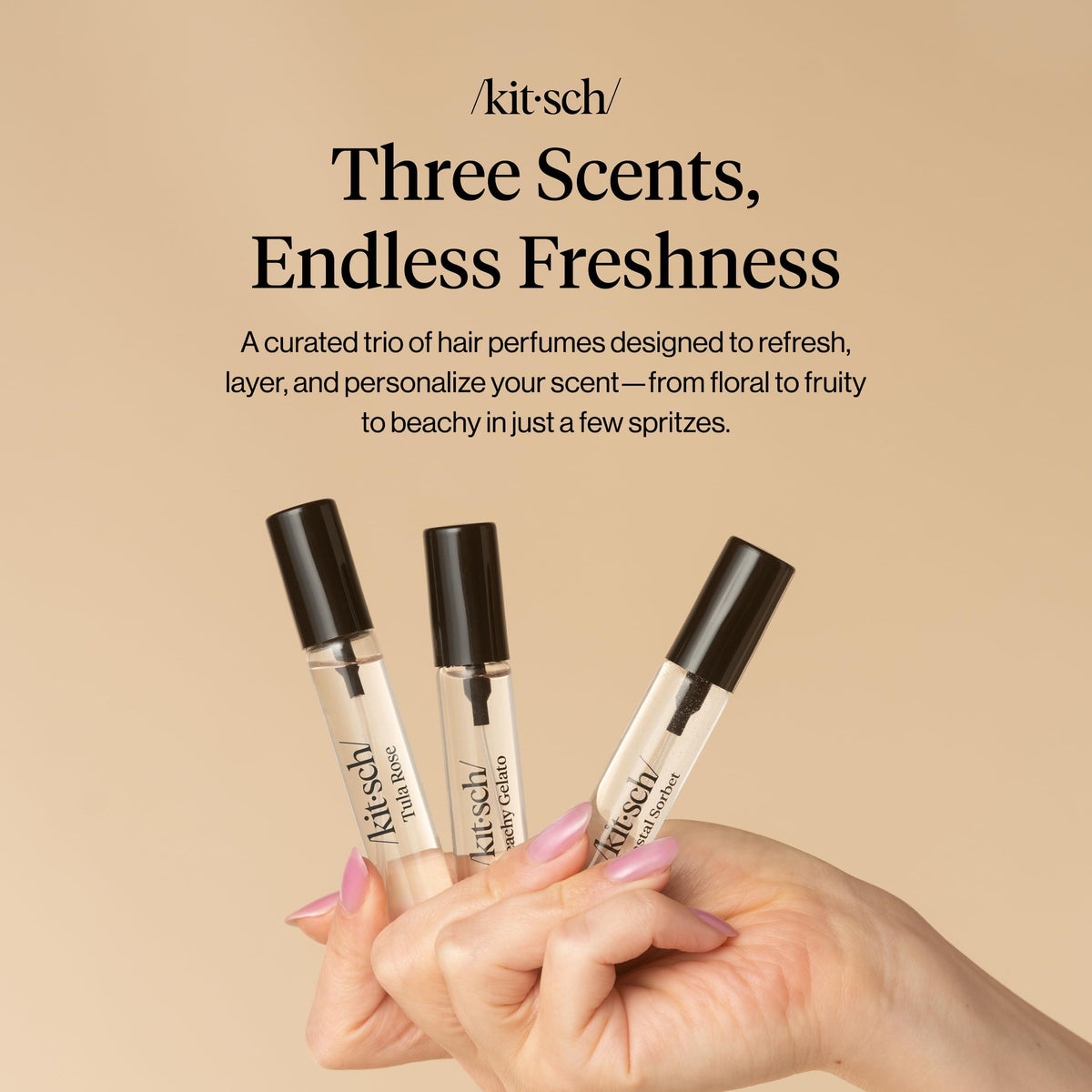 Kitsch Tula Rose bottle close-up highlighting spray nozzle and elegant rose fragrance
