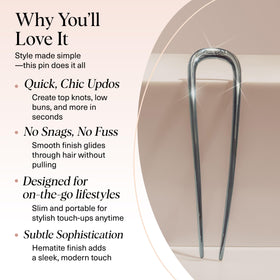 Kitsch hair pin securing a bun demonstrates firm hold and comfortable fit