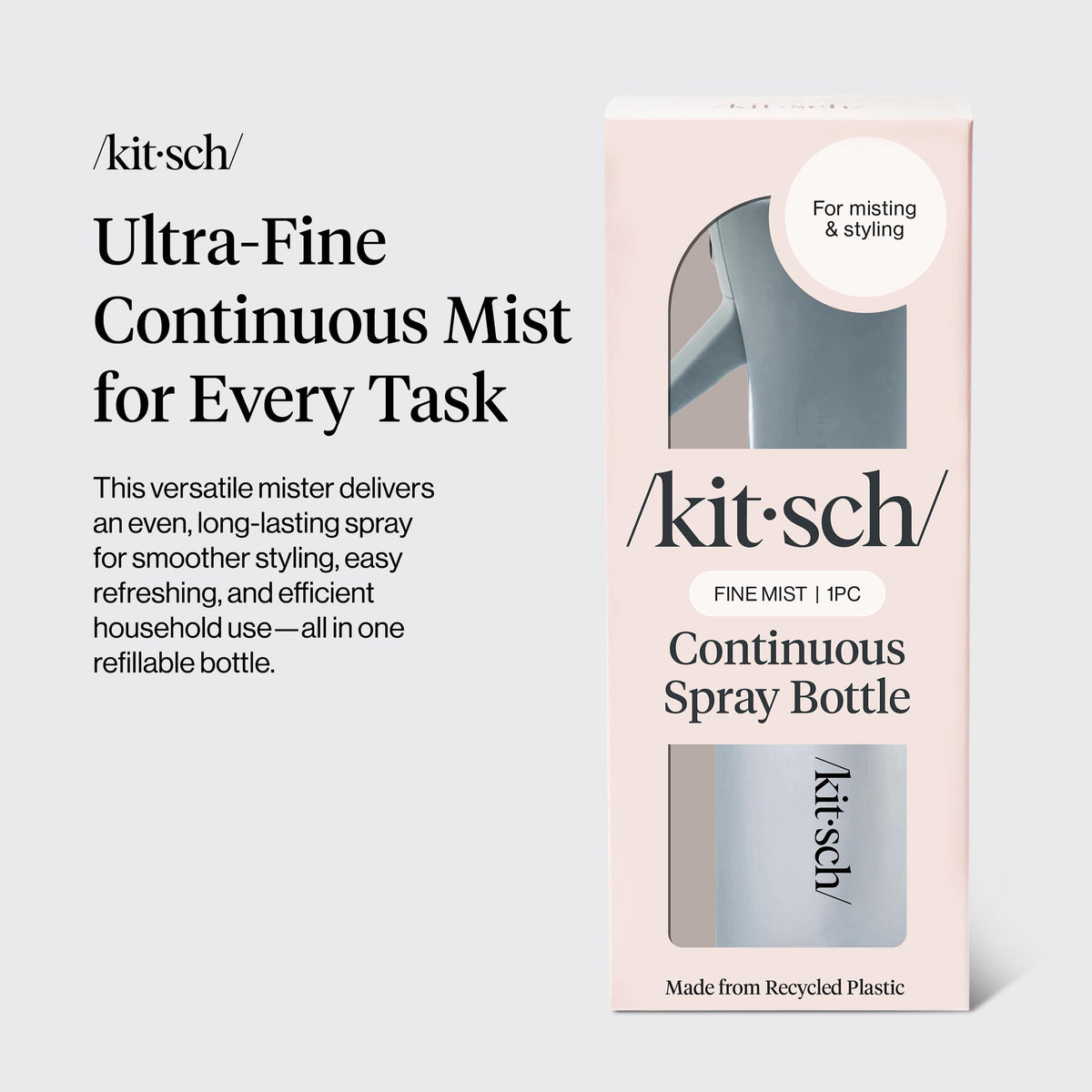 Kitsch misting curly hair to refresh waves without soaking strands
