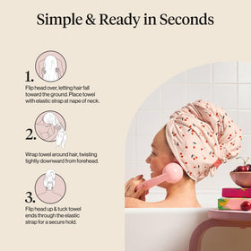 Kitsch cherry print detail showing pattern and stylish bathroom accessory