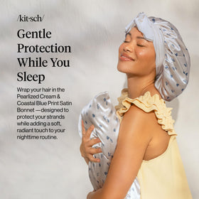 Kitsch satin close-up showing plush softer-than-silk texture benefit: reduced friction and frizz