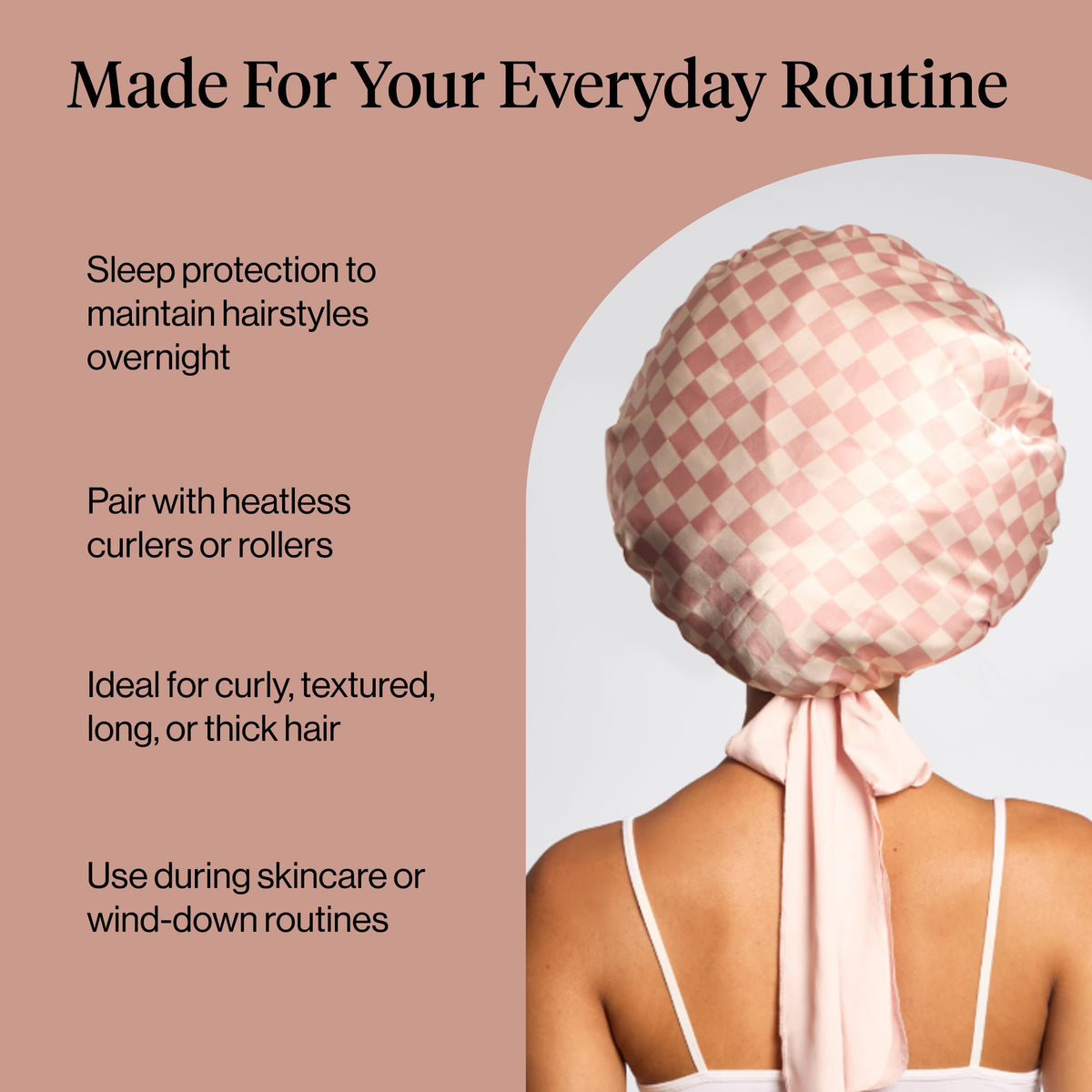 Interior satin lining texture of Kitsch bonnet showing smooth hair-friendly surface